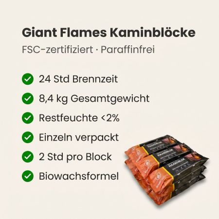 Giant Flames FSC Kaminholz 12 Einheiten x 700gr (8,4 kg)