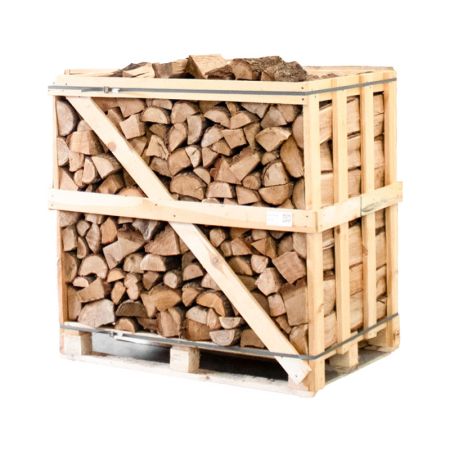 Halbe Palette kammergetrocknetes gespalten Eiche Brennholz 25cm