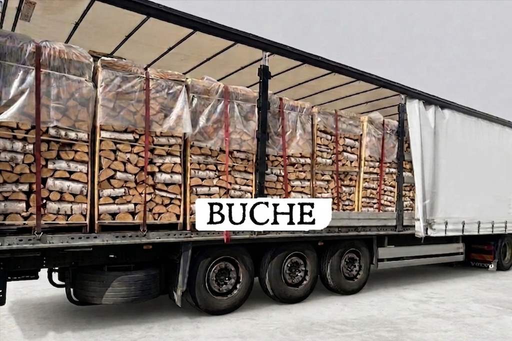 LKW-Ladung Brennholz - Buche - 25 cm - kammergetrocknet - 1,8 RM Paletten